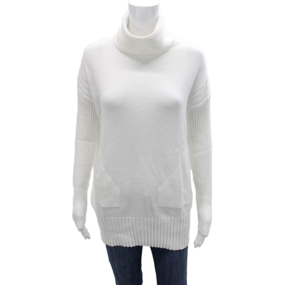 Renuar Women Turtleneck Pullover Sweater White Long Sleeve Petite Size S